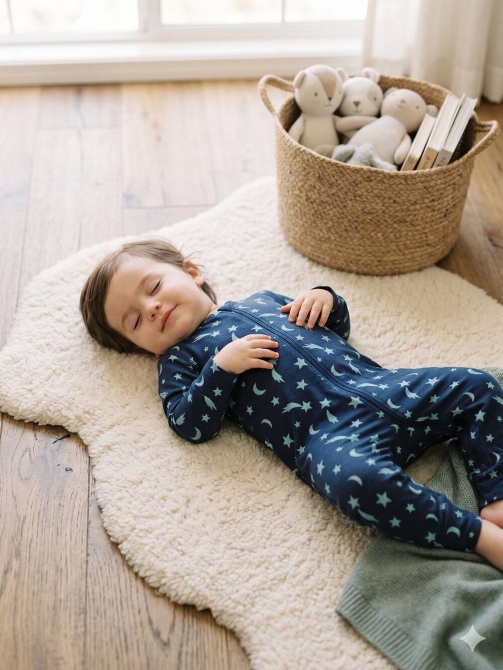 HA Bamboo Sleepers 2-Way Zipper Convertible Mittens & Footies Navy Celestial